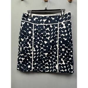 Ann Taylor Skirt Womens Size 8 Blue White Geometric Cotton Blend Pencil‎ Zipper